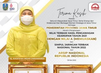 Jatim Raih 2 Penghargaan dari Arsip Nasional RI, Begini Pesan Gubernur Khofifah