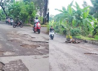 Pengendara Keluhkan Jalan Berlubang di Bulusidokare Sidoarjo, Berharap Segera Diperbaiki