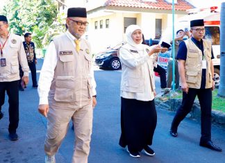 Gubernur Khofifah Bersama Menteri Haji dan Umrah Sambut Kepulangan Jamaah Haji Kloter Terakhir Debarkasi Surabaya Musim 1447 H/2026